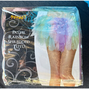 Fairy Tutu Costume rainbow pastel shredded tulle Tinkerbell Spirit Halloween O/S